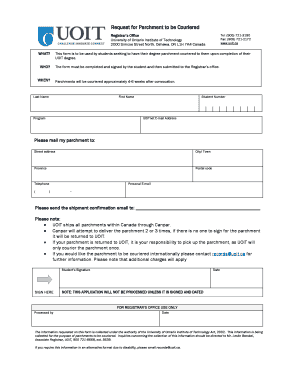 Request email sample - Request for Parchment to be Couriered - University of Ontario ...