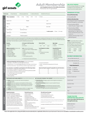 Girl Scouts Adult Membership Application