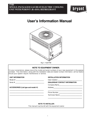 574D Gas Heat/Electric Cooling Unit Manual