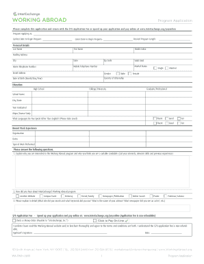 Working Abroad Program Application