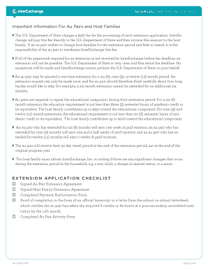 Au Pair USA Extension Program Application