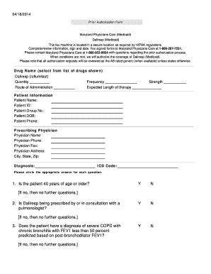 Maryland Medicaid Daliresp Prior Authorization Form