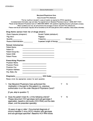 Maryland Physicians Care Service Authorization Form