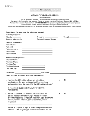 Maryland Victrelis Prior Authorization Form