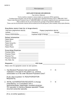 Maryland Medicaid Peg-Interferon Prior Authorization Form