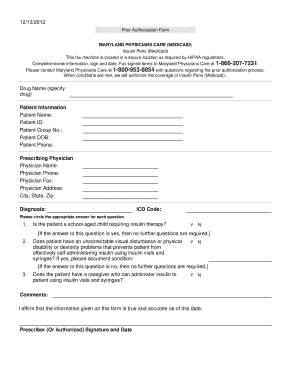 Maryland Medicaid Insulin Pens Prior Authorization Form