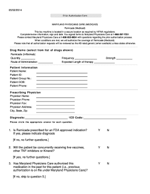 Maryland Physicians Care Remicade Prior Authorization Form