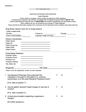 Maryland Physicians Care Tysabri Prior Authorization Form