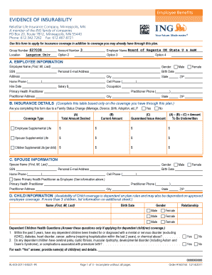 Employee Benefits Evidence of Insurability Form
