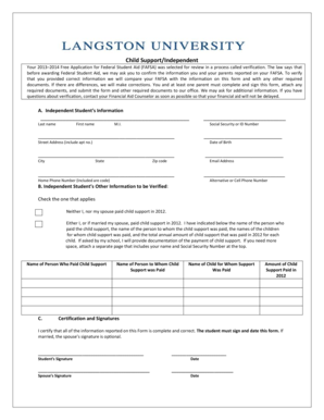 FAFSA Verification Form