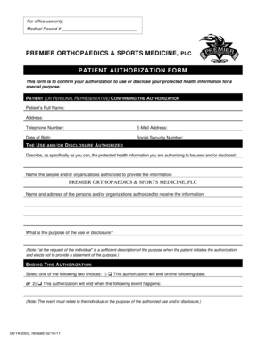 Patient Authorization Form