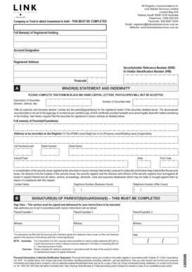 Minor's Statement and Indemnity Form