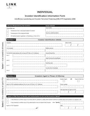 AML/CTF Investor Identification Form