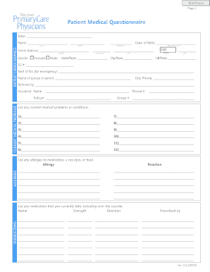 Patient Medical Questionnaire