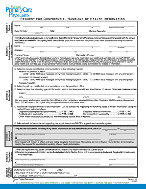 Request for Confidential Handling of Health Information