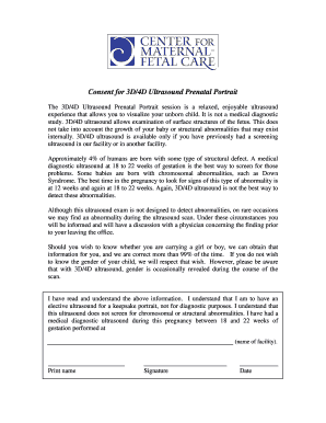 Consent for 3D/4D Ultrasound Prenatal Portrait