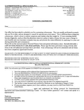 Screening Colonoscopy Patient Information Form