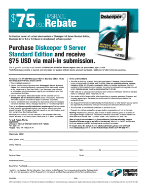 Diskeeper 9 Server Standard Edition Rebate Form