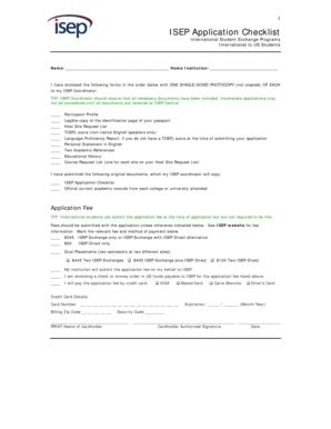 ISEP Application Checklist