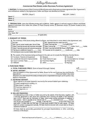 Business purchase agreement template - Commercial Real Estate and/or Business Purchase Agreement