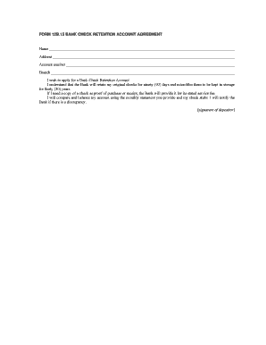 Bank Check Retention Account Agreement
