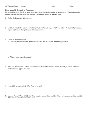 AP European History Protestant Reformation Questions