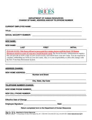 Employee Change of Name Address and Telephone Form