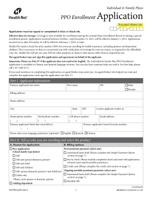 Health Net Individual & Family Plans PPO Enrollment Application