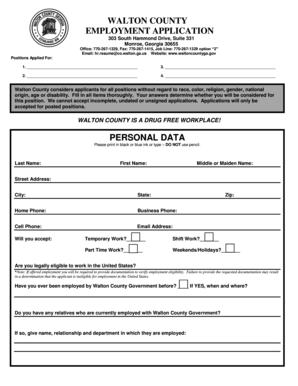 Walton County Employment Application