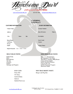 Catering contract 2013 - Handsome-devil