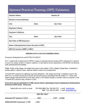 OPT Validation Form