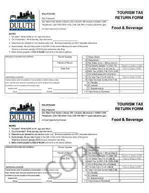 City of Duluth Tourism Tax Return Form