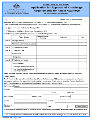 Patent Attorneys Knowledge Requirements Application