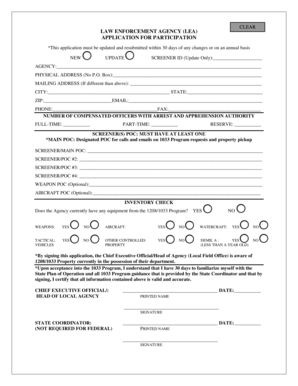 Law Enforcement Agency 1033 Program Application