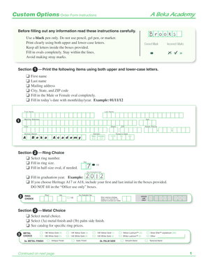 Class Ring Order Form