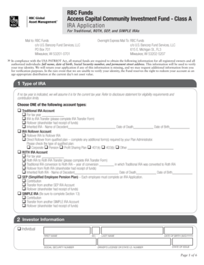 RBC Funds IRA Application
