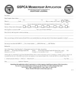 GSPCA Membership Application