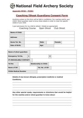 Coaching/Shoot Guardians Consent Form