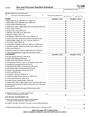 Utah Non and Part-Year Resident Schedule
