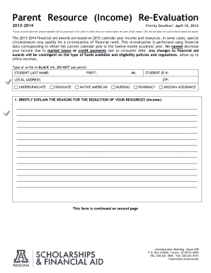 Parent Resource Income Re-Evaluation Form