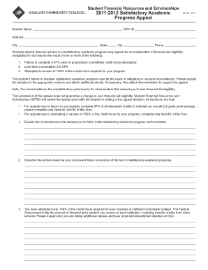 Satisfactory Academic Progress Appeal Form