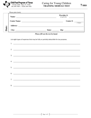 Caring for Young Children Training Module Test