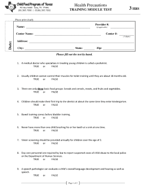 Health Precautions Training Module Test