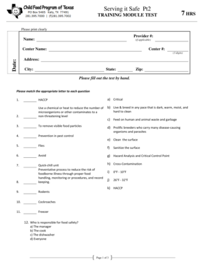 Serving it Safe Training Module Test