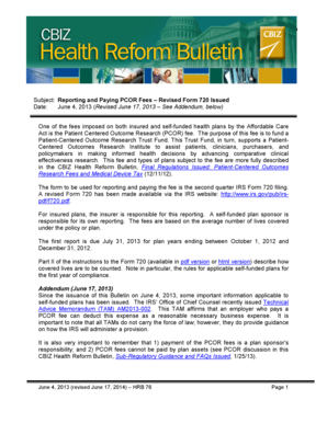 IRS Form 720 PCOR Fee Reporting