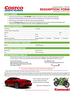 Kawasaki Offer Redemption Form