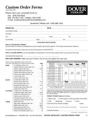 Dover Saddlery Custom Order Form
