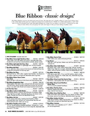 Blue Ribbon Horse Blanket Order Form