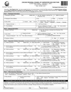 Chicago Regional Council of Carpenters Welfare Fund Participant Information Form