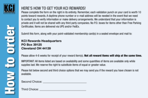 KCI Rewards Order Form